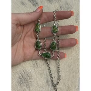 Native American Sterling Silver Sonoran Gold Turquoise Multi-stone Necklace 20”